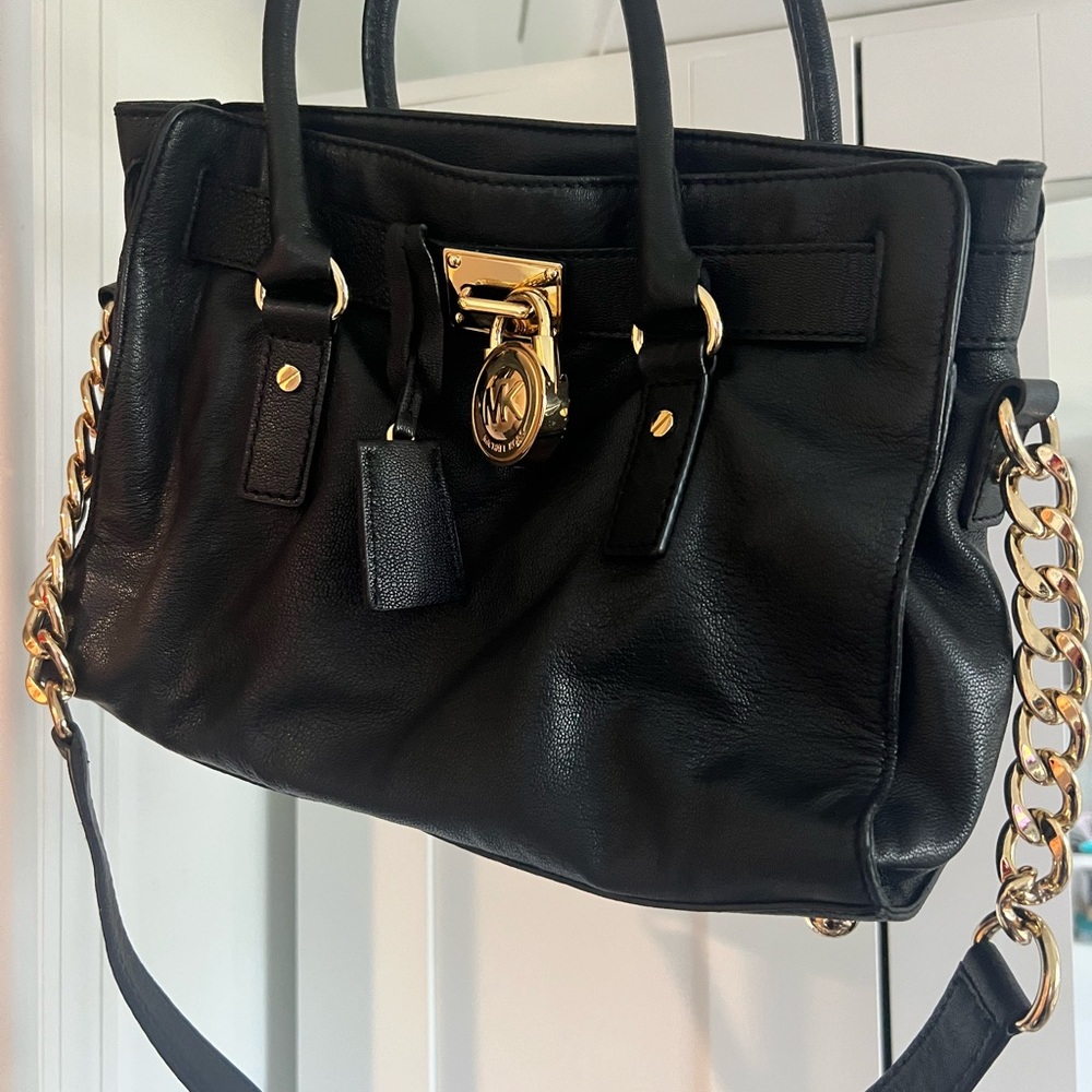Michael Kors Black Shoulder Bag with Gold Chain